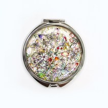 박씨상방 나전칠기 자개 손거울K 중 휴대용 원형 거울 미니 전통 외국인 선물, K-흰나비세상, 1개