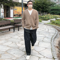 브이넥 캐시울 남자 니트 가디건