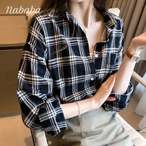 나바바 NB337 여성 체크무늬 캐주얼 셔츠 남방