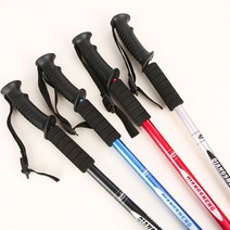 충격 흡수 쇼바형 3단 길이 조절 등산용 스틱 접이식 하이킹 트레킹 하이킹폴 트레킹폴, 블랙