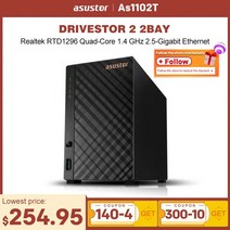 가정용nas nas구축 nas Asustor-2 AS1102T 2 베이 NAS 클라우드 스토리지 인클로저 쿼드 코어 1.4 GHz CPU, 한개옵션0