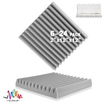 흡음판 천장 방음 흡음 자재 벽 폼 스폰지 패드 개 사운드 흡수 처리 패널 룸 어쿠스틱 집 거품, 12 Pcs With Tapes, Grey, Medium Density