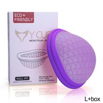 Friendly 삽입형 실리콘 생리컵 생리대 의약외품 안전한 닉스컵 월경컵 L/S 사이즈, 보라색 L 상자