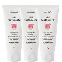 심플리오 마일드 어린이 치약 라즈베리 60g 유기농 저불소치약, 3개