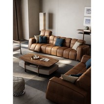 명품쇼파 고급 천연 4인용가죽쇼파 6인쇼파, 5인 319x107x73cm, 브라운