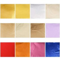 금박지 금박종이 금은지 100장 재료 100매 순금 미니 불상 레진 미술용 공예 은박종이 공예용, 샴페인 실버골드 14cm(양면 호일)