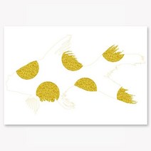 셀러허브 No25 금붕어 골드도트2 모던 인테리어 액자 3호, 3호(27x19cm)／캔버스액자(옆면흰색)