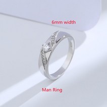 20대 커플링 우정 반지 Buyee 925 스털링 실버 클래식 결혼 반지 세트 가벼운 지르콘 흰색 남여공용공용