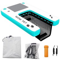 WOW PET PRODUCTS Wow 강아지용 엑스트라 라지 공기 주입식 수영장 경사로 - 물 경사로 도크 및 폰툰용 사다리 실내 수영장용 미끄럼 방지 패드 롱 와이드 플로팅