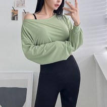오프숄더 긴팔 요가복 필라테스 커버업 상의 4col