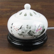 오일버너 아로마 에센셜 발향기 오일램프 전기 워머 마사지 명상, 연못의 맑은 정취., E 연꽃 연못은 재미있다.