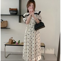 루즈핏 원피스 여 2022 여름 나른풍 패션 빅터틀 도트 원피스