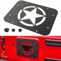 YOCTM 4팩 스페어 타이어 캐리어 삭제 필러 플레이트 트램프 스탬프 테일게이트 벤트 커버 고무 플러그 세트 2007-2018 지프 랭글러 JK JKU 언리미티드 스포츠용, Five-Pointed Star