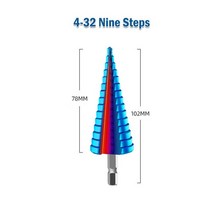 저렴한 Step Drill Bit Straight/Spiral Groove 1/4'' Hex Shank Hole Opener For Deburring Chamf, 03 4 32mm Straight
