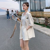 위위브렌 투피스 세트 반팔 여성 자켓 밴딩 반바지 정장
