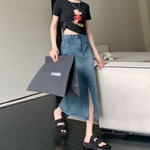 리키 데님 스커트