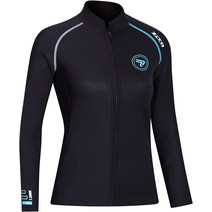 프리다이빙슈트 웻슈트 웻수트 Wetsuit Top 남성용 1.5mm 네오프렌 잠수복 재킷 전면 지퍼 긴소매 수영, 02 Women Black_04 Small