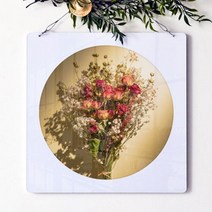 아트박스/꾸밈 nt530-행잉액자_드라이플라워장미와안개꽃(사각원형)