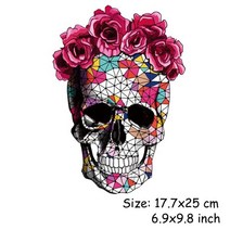 데님 셀프수선테이프 와펜 DIY해골 꽃 철 패치 용 여름 패브릭 배지 스티커 옷 청바지 빨 장식 열 전달 parches