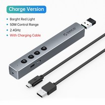 ORICO 무선 프레젠테이션 원격 리모콘 PPT 파워 포인트 레드 라이트 펜 맥 윈도우 프로젝터용 2.4GHz, 04 Charging Type Grey