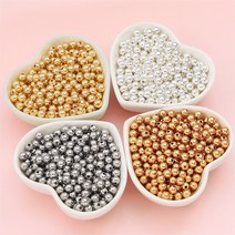 금속 구슬 메탈 볼 비즈 공예 재료 5종, 6mm (10g/약35개), 골드