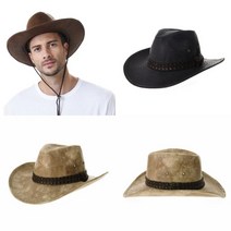 인디아나존스 카우보이 인조가죽 모자 부니햇 챙넓은모자 어르신모자