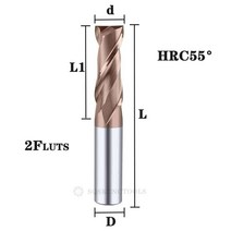 카바이드 반경 엔드 커터 밀 알루미늄 Cnc 밀링 커터 금속 텅스텐 스틸 CNC 가공 엔드밀, 2FHRC55, d1x4Dx3x50L