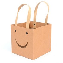 특이한 종이백 선물백 손잡이 종이 봉투 정사각형 쇼핑백 선물용 페이퍼 포장 브라운 화이트, 색상/사이즈, 소 - 화이트