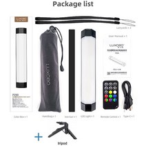 LUXCEO P200 LED 사진 조명 휴대용 RGB 튜브 스틱 비디오 소프트 라이트 APP 원격 제어 내장 자석, 03 with tripod