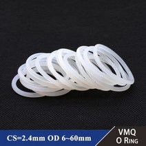 고무오링 10/50Pcs 화이트 식품 학년 실리콘 링 가스켓 CS 2.4mm OD 6 60mm 방수 세탁기 고무 VMQ O, [49] OD 58mm ID 53.2mm, [02] 50Pcs, [01] CS 2.4mm