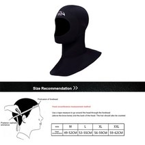 다이빙 후드 슈트 수영 스쿠버 잠수복 keep 모자 어깨 스노클링 겨울 따뜻한 모자 어깨 스노클링 장비 모자 모자 350x300x10mm, xxl