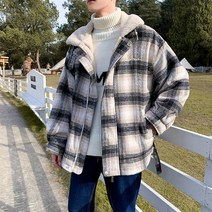 남자 겨울 체크무늬 양털 뽀글이 후리스 자켓 YJ29