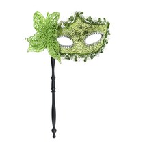 스틱 하프 페이스 마스크 마스크를위한 이브닝 홍보 마스크 가장 무도회 마스크, 녹색
