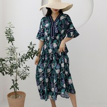 순이들 여성 여름 하와이안 야자수 원피스