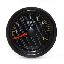 타코메타 2 인치 52mm 카본 파이버 페이스 블랙 림 부스트 바 포드, 2RPM