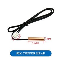 온도센서 40cm 에어컨 온도 센서 5K 10K 15K 20K 50K 100K 튜브 고무 헤드 구리 1 개입, [05] 50K copper head