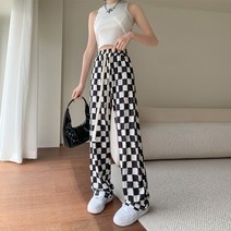 KORELAN아이스 바둑판 체크 와이드 팬츠