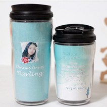 커플 사진 민트 편지글 포토 텀블러 선물포장, 스테인리스[ 420ml](+8000)