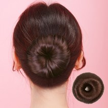 똥머리 가발 올림머리 당고머리 만두머리 부분 밴드 셀프 스틱, 브라운(c)