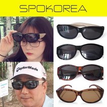 스포코리아 안경위에쓰는 선글라스 편광렌즈 미러렌즈 남녀공용 낚시 스포츠 등산 골프 바이크 운전용 자외선 차단 SPH0385, ② 검정테 + 베이지다리 + 스모그미러렌즈