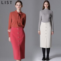 [리스트] 우아한 레이디 버튼 다운 슬릿 스커트 (P002439398)