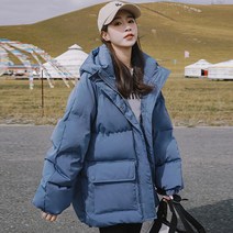 다운 코튼 남녀공용 숏점퍼 후드학생 패딩