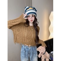 빈티지 헤짐 니트 꽈배기 스웨터 스트라이프니트 루즈핏 여성니트