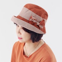 라핑 미소 도트 리본 벙거지 여름 여성 중년모자