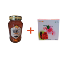지리산내원깊은골농원 약초꿀 1개 2.4kg(100% 국산 천연벌꿀 고지대 산꿀)+산청생사과즙 1박스
