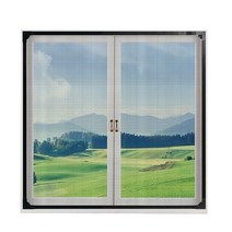 실외기방충망 에어컨 모기장 간단 편리 설치 루버창, 망사창화이트프레임그레이그물60x120cm