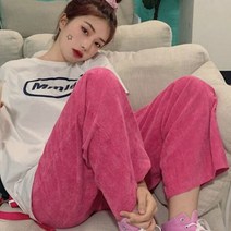 코듀로이 팬츠 바지 여성 핑크 밴딩 가을 심플