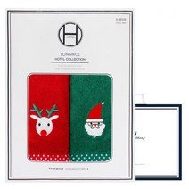 아트박스/송월타월 [송월타올] 크리스마스 프렌즈 2매 선물세트 기념수건 답례품, 골고루(랜덤)