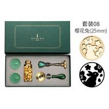 다꾸 추천 실링왁스 세트 초보자 실링스탬프 도장 스타터 선물용 제작 선물세트 청첩장, 벚꽃 래빗 페인트 세트