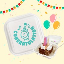 친환경 펄프 도시락 / 축하해 스마일 (민트), 50ea(1팩)